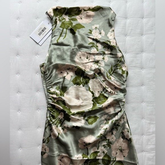 Reformation NWT 2 Anaiis Silk Maxi Dress Open Back Tarragon Green Floral - Picture 9 of 12